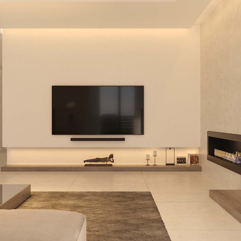 Гостиная в стиле минимализм бежевая